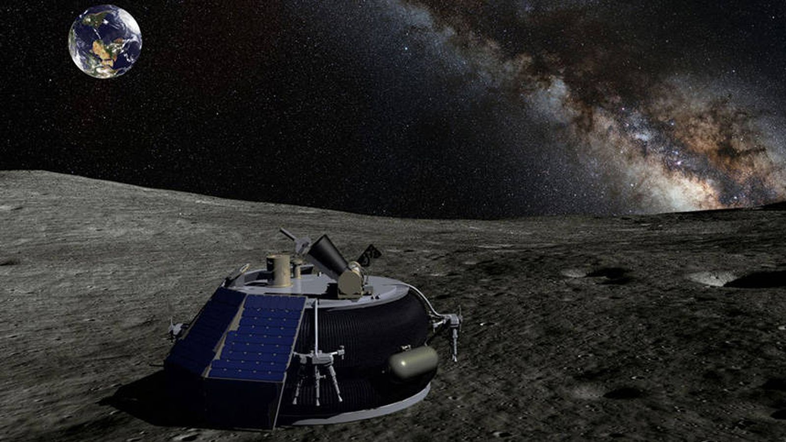 Foto: Recreación de la sonda Moon Express sobre el suelo lunar. (Moon Express)