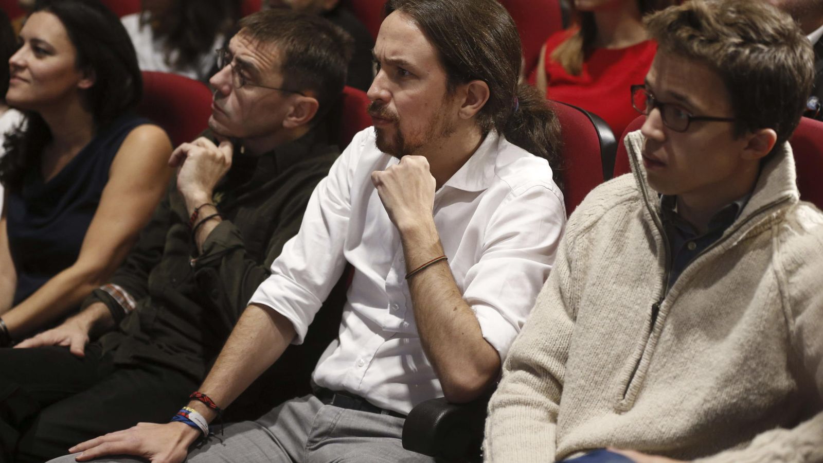 Foto: Los dirigentes de Podemos Juan Carlos Monedero, Pablo Iglesias e Iñigo Errejón (Efe)