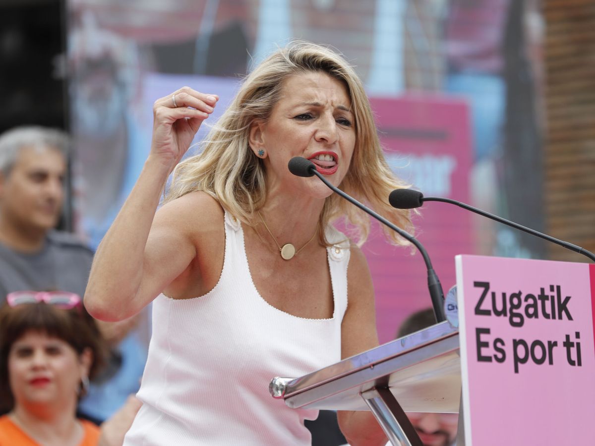 Foto: Yolanda Díaz, en Euskadi, durante la campaña. (EFE/David Aguilar)