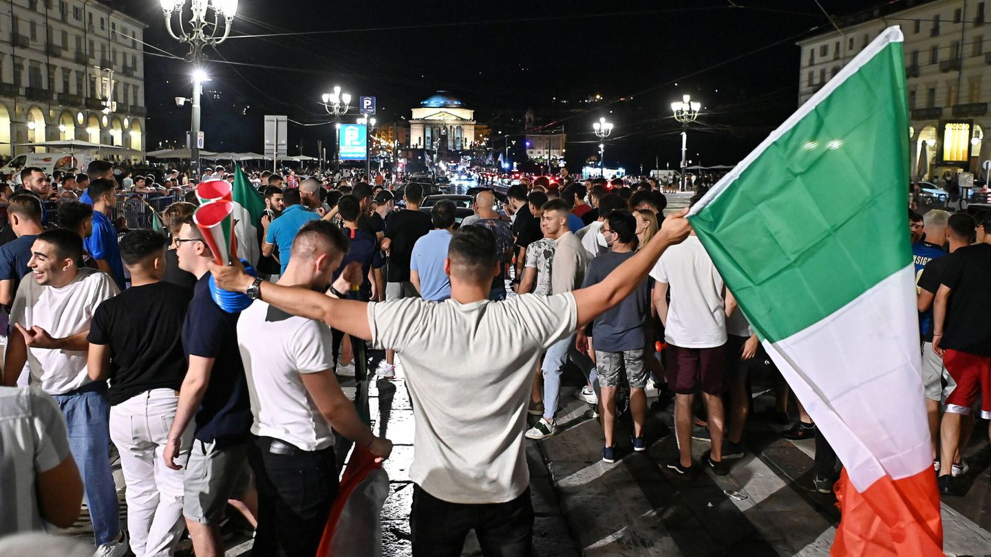 La celebración del partido contra Bélgica en Turín. (Reuters)