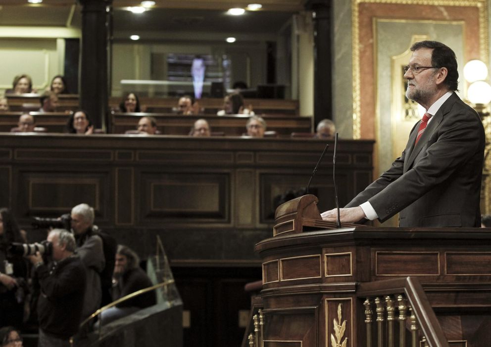 Foto: El presidente del Gobierno, Mariano Rajoy, durante su intervención en el pleno del Congreso. (EFE)