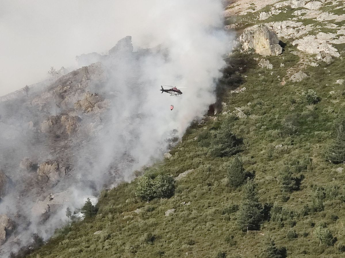 Foto: Medios aéreos intentando extinguir un incendio forestal en imagen de archivo. (EFE/Juan Palop)