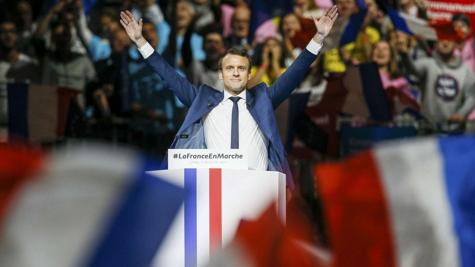 Foto: Emmanuel Macron en un mitin el pasado 4 de febrero. (REUTERS)