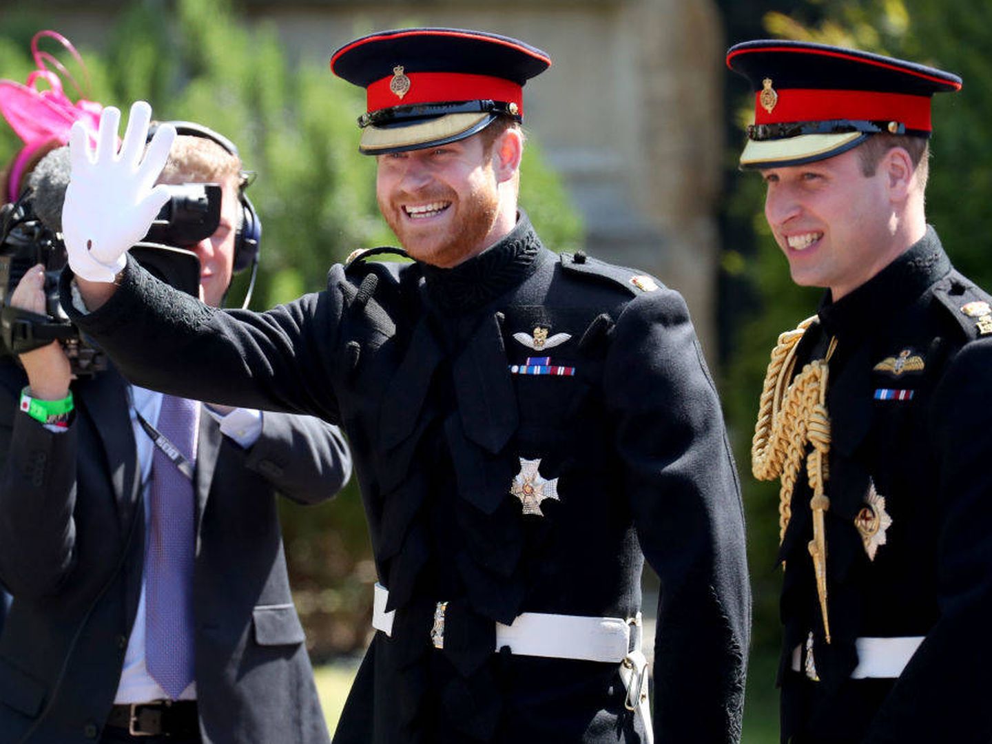 El príncipe Harry a su llegada, hace un año, a la capilla de Windsor, con su hermano Guillermo. (Getty)