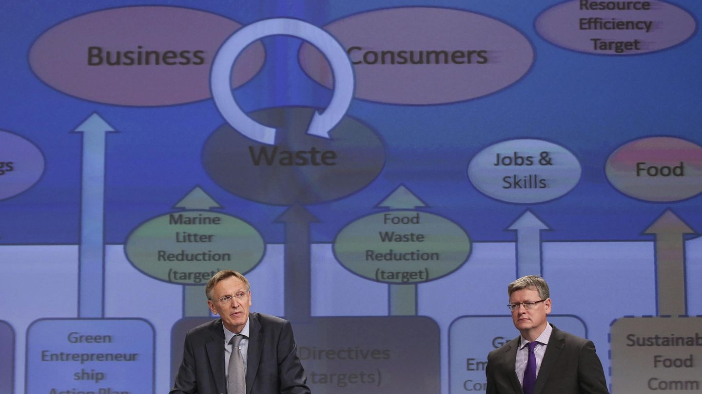 Presentación del paquete de economía circular de la UE. (EFE) 