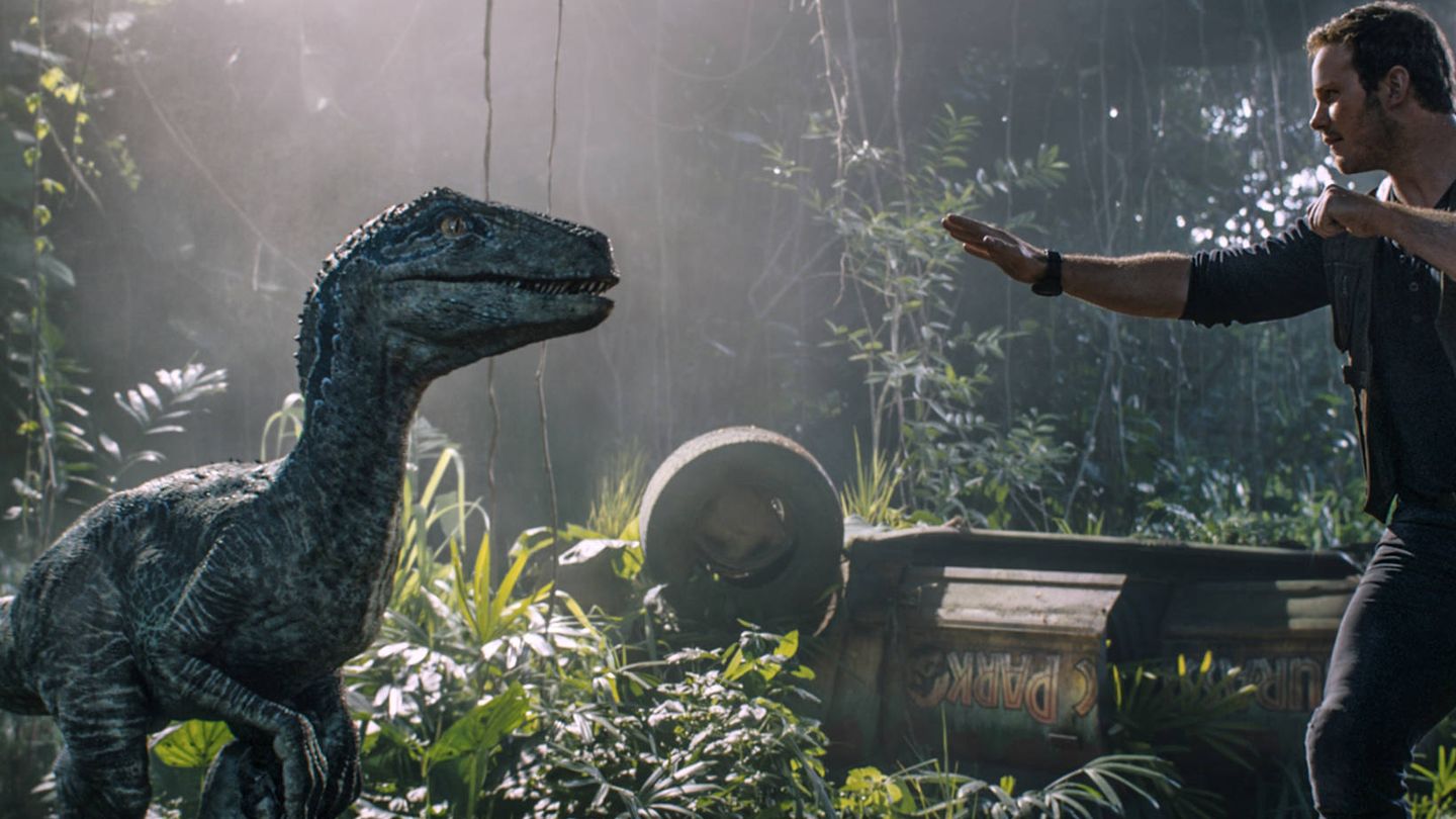 Chris Pratt se vuelve a encontrar con la velocirraptor Blue. (Universal)