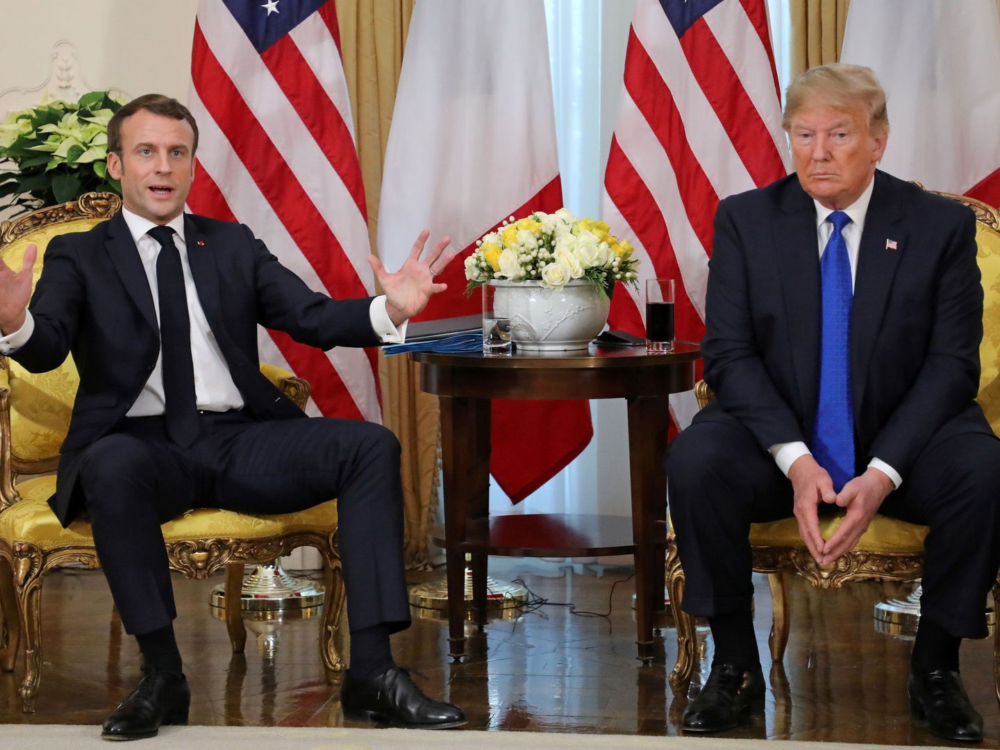 El presidente de Francia, Emmanuel Macron, y su homólogo estadounidense, Donald Trump. (Reuters)