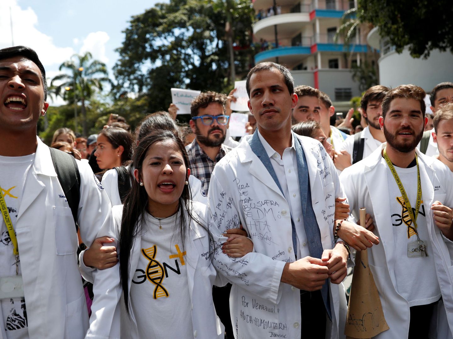 El líder opositor Juan Guaidó durante una protesta contra el Gobierno de Nicolás Maduro en Caracas, el 30 de enero de 2019. (Reuters)