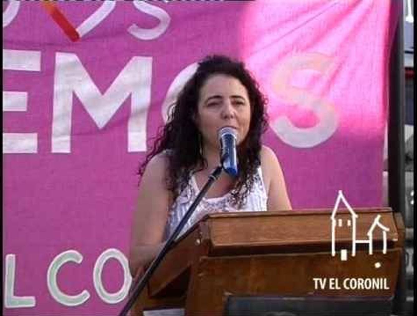 Sofía González, en un mitin de Podemos