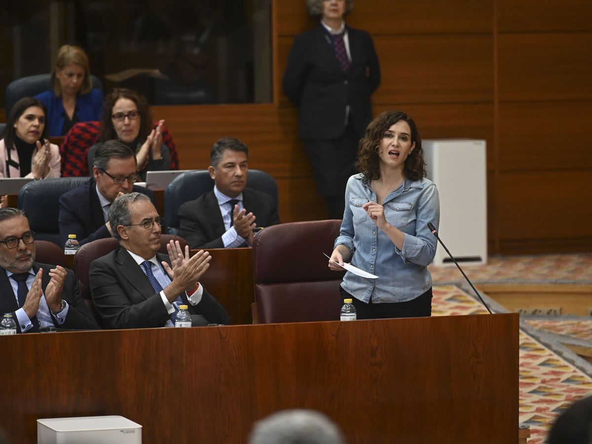 Foto: Isabel Díaz Ayuso, durante el Pleno de la Asamblea. (EFE/Fernando Villar)