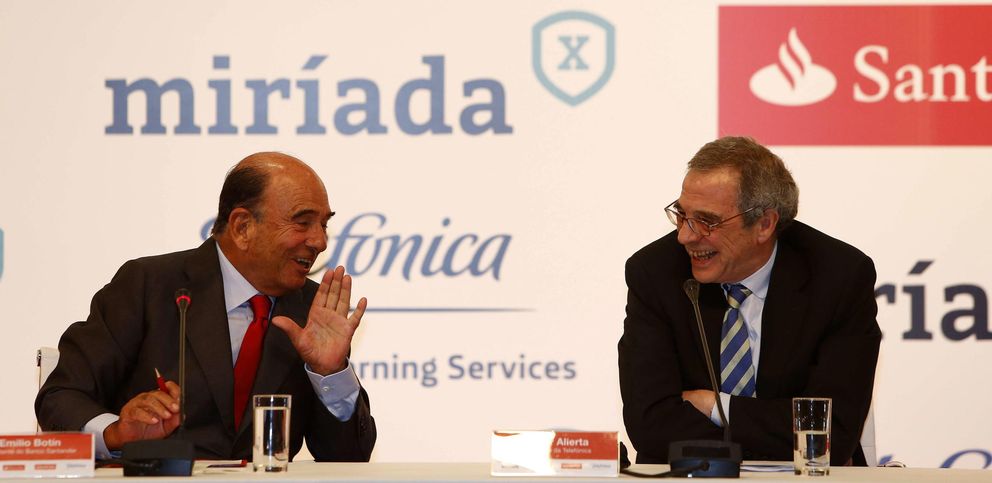 Emilio Botín y el presidente de Telefónica, César Alierta. (EFE)
