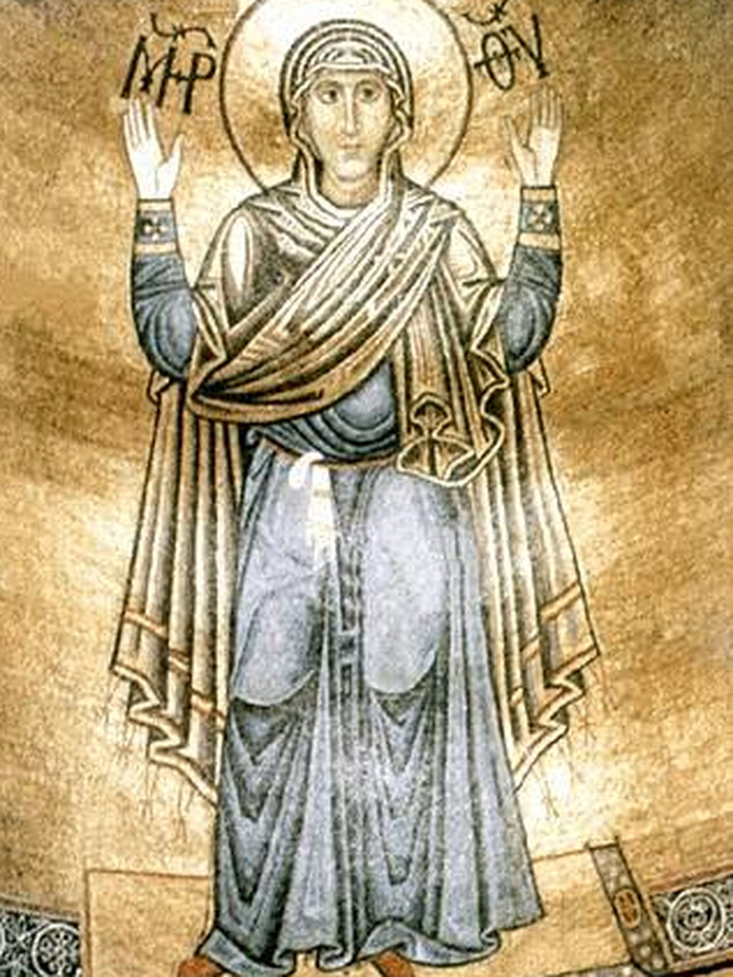 Mosaico bizantino en el interior de Santa Sofía de Kiev. (Creative Commons)