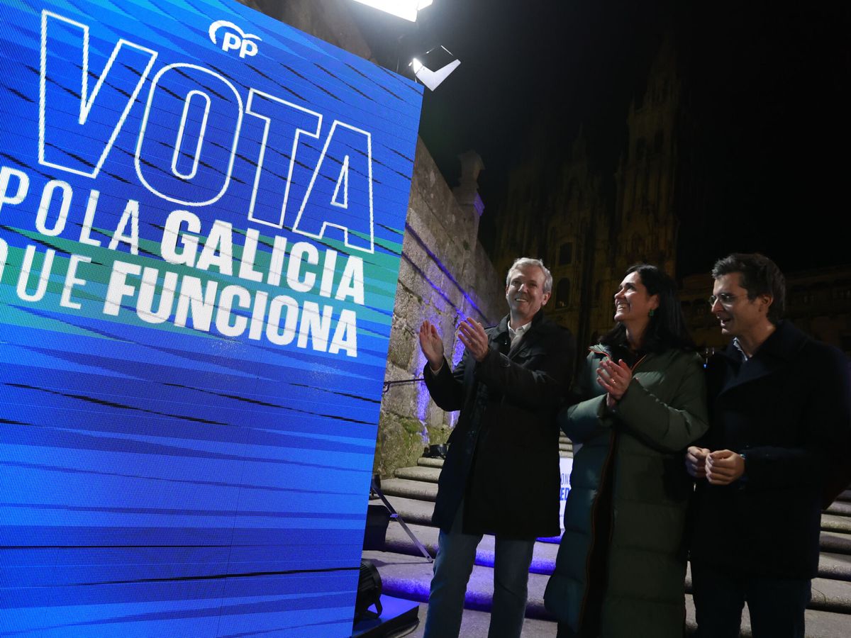 Foto:  El presidente de la Xunta y candidato a la reelección, Alfonso Rueda, en el acto de apertura de campaña del PP para las elecciones gallegas. (EFE/Lavandeira Jr.) 
