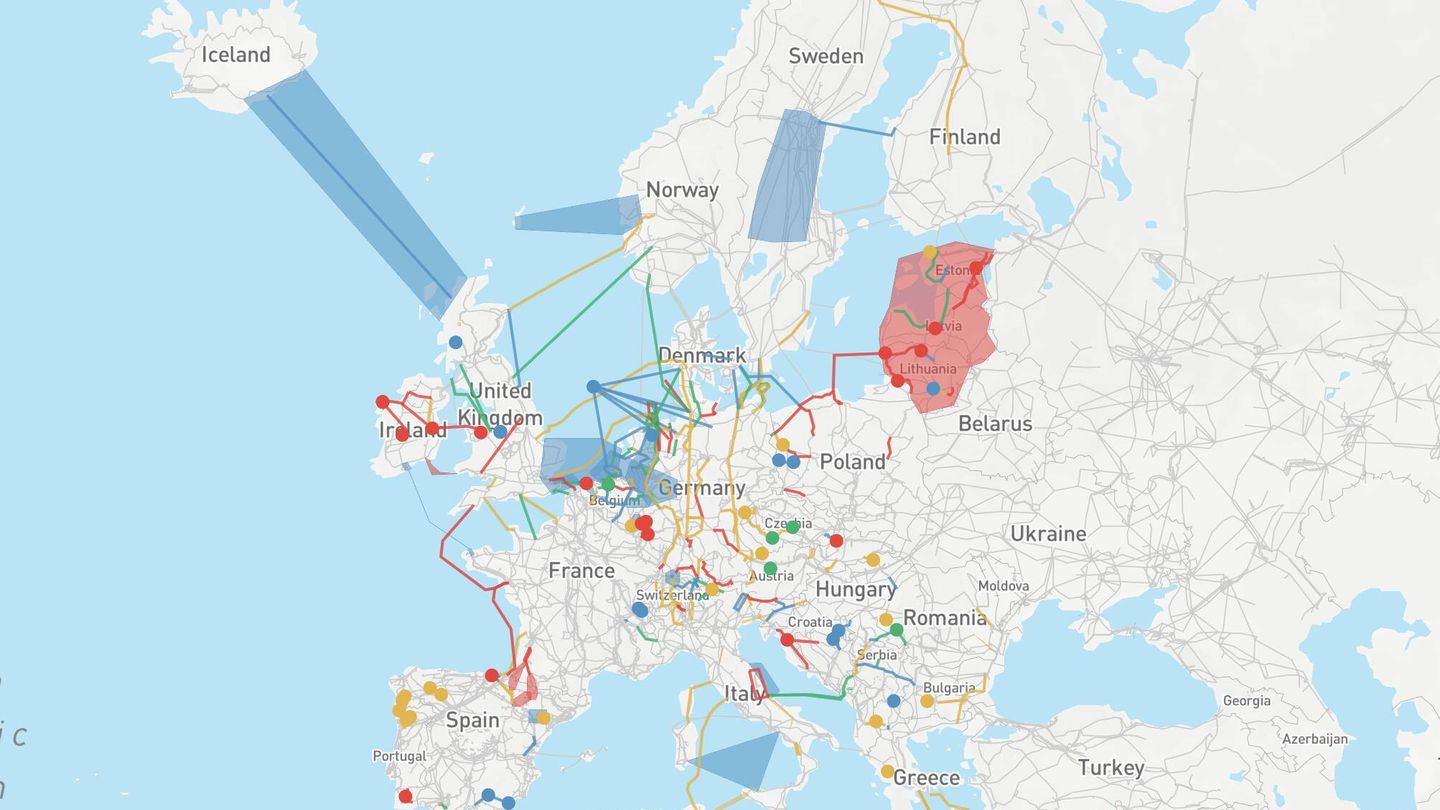 Mapa de la red eléctrica europea. (ENTSO-E)