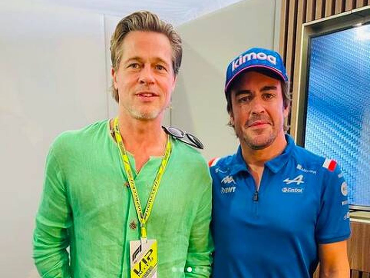 Foto: Brad Pitt y Fernando Alonso, en el GP de Estados Unidos. (Instagram/@fernandoalo_oficial)