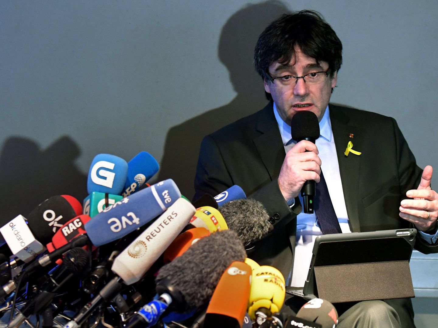 Puigdemont, en la rueda de prensa del pasado viernes en Berlín. (EFE)
