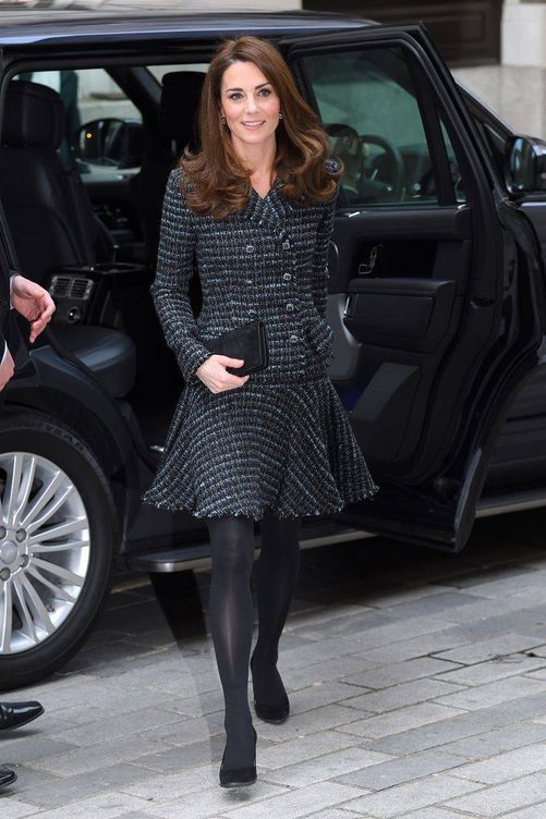 Kate Middleton con traje de falda. (Getty)