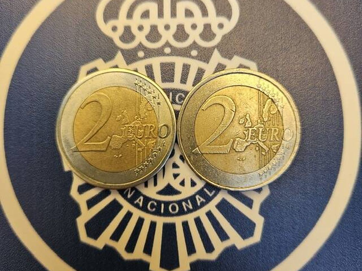 Foto: Alerta por la circulación masiva de monedas falsas de dos euros en España.(Policía Nacional)
