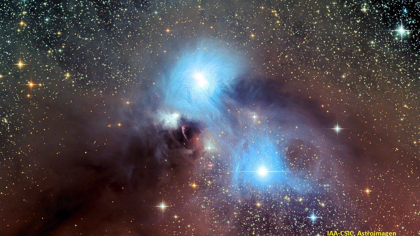 Foto: Pulsos de luz en dos estrellas jóvenes (S CrA y R CrA) y de carácter variable situadas en la nebulosa NGC 6726 en una investigación de 2010 del Instituto de Astrofísica de Granada (EFE).