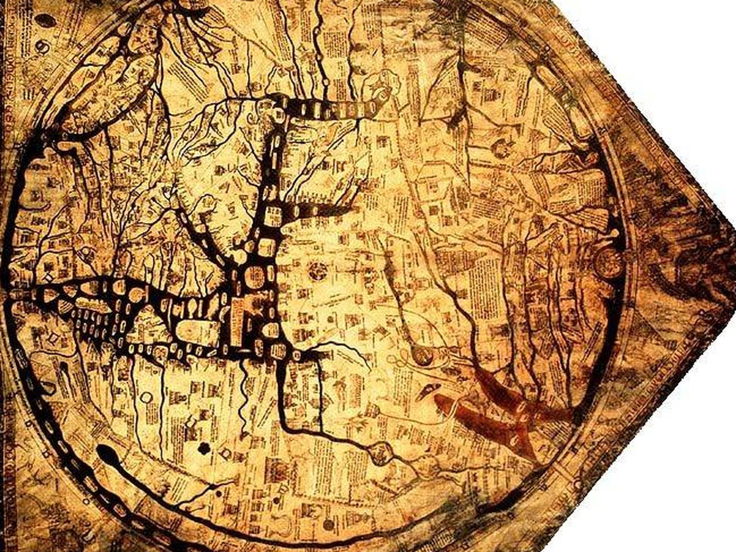 El Mappa Mundi se encuentra en la Catedral de Hereford.