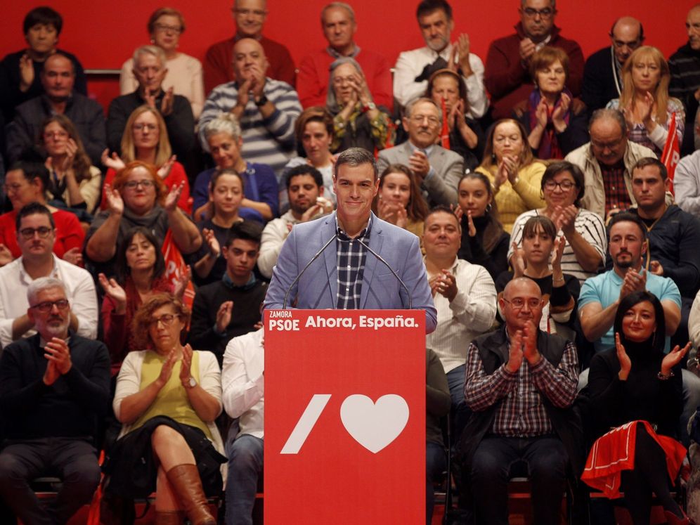 Foto: Pedro Sánchez en un acto de campaña. (EFE)