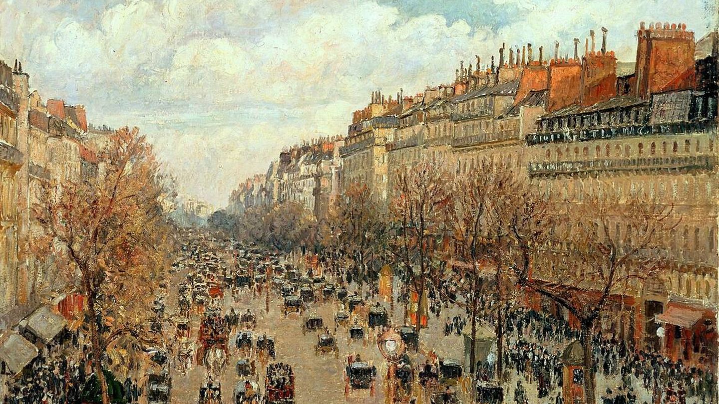 Boulevard Montmartre en 1897, por Camille Pissarro. Fuente: Wikipedia