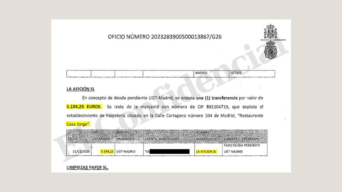 Las cuentas de UGT que investiga la UDEF: 5.000 € en 'calçots' y 300.000 € en telefonía