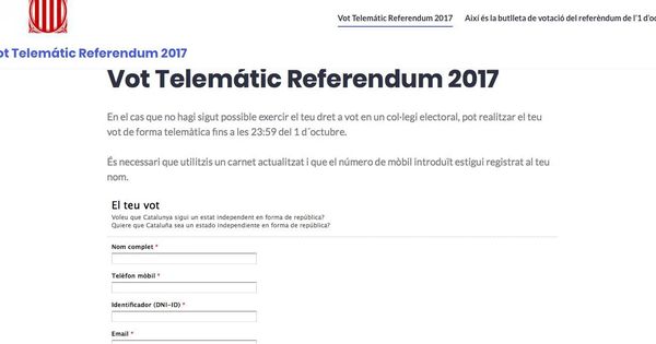 Foto: Web en 'Wordpress' del Govern para votar en el referéndum del 1-O.