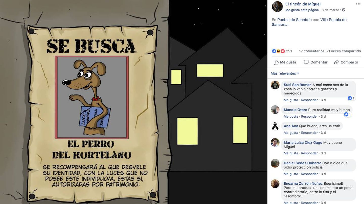 Una de las viñetas acusatorias que circulan en las redes sociales de Puebla de Sanabria.