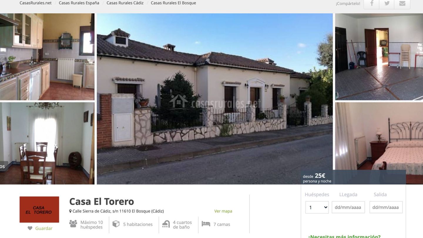 Casa El Torero. (Captura de la web casasrurales.net)