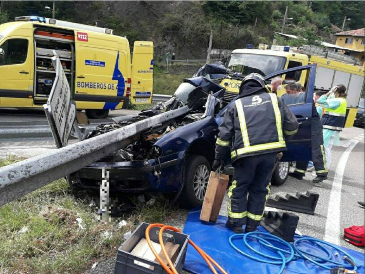 Foto: Imagen de un accidente en Asturias. Foto: 112 Asturias