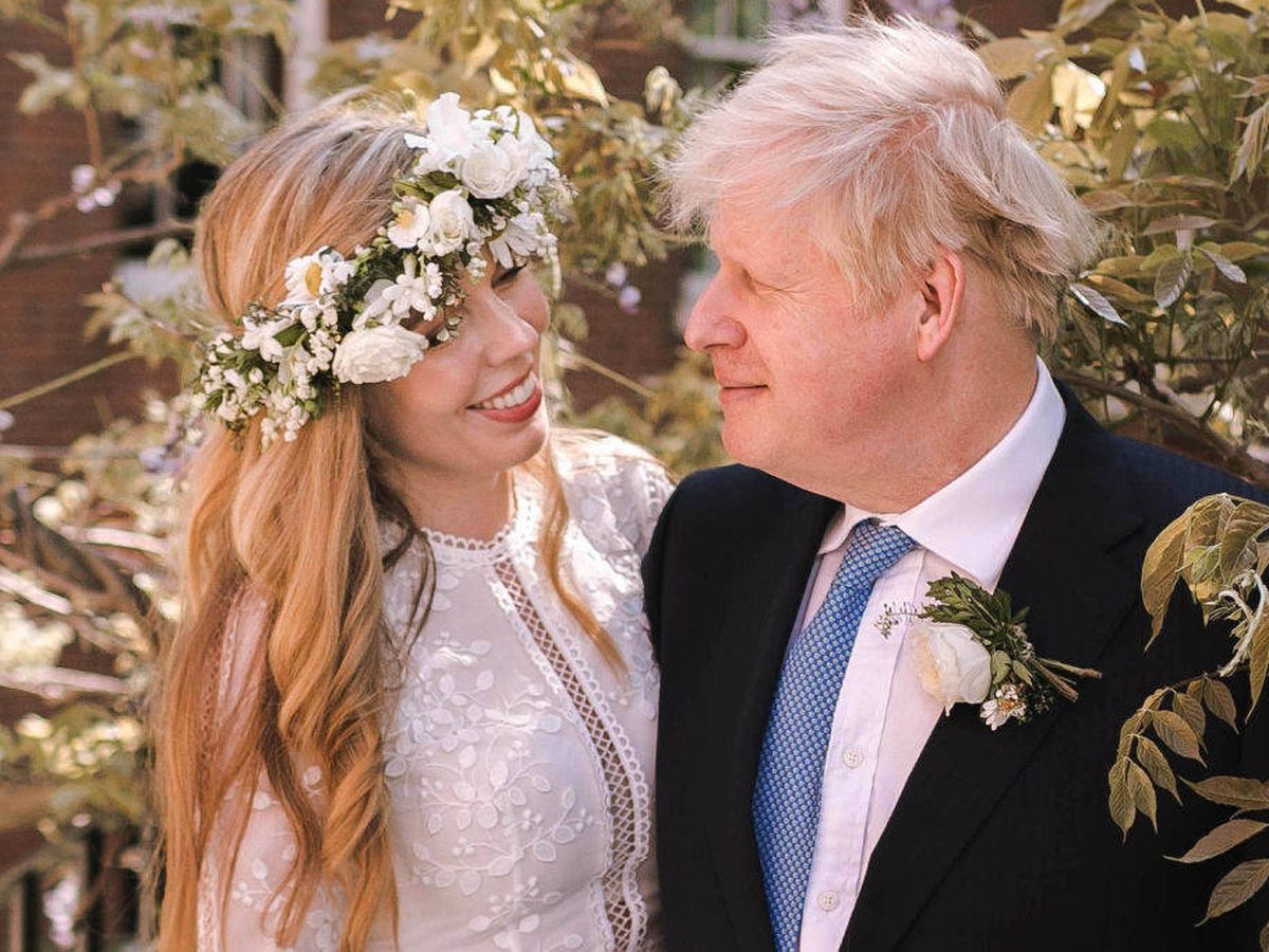 Foto: Carrie Symonds y Boris Johnson en su boda. (Getty)