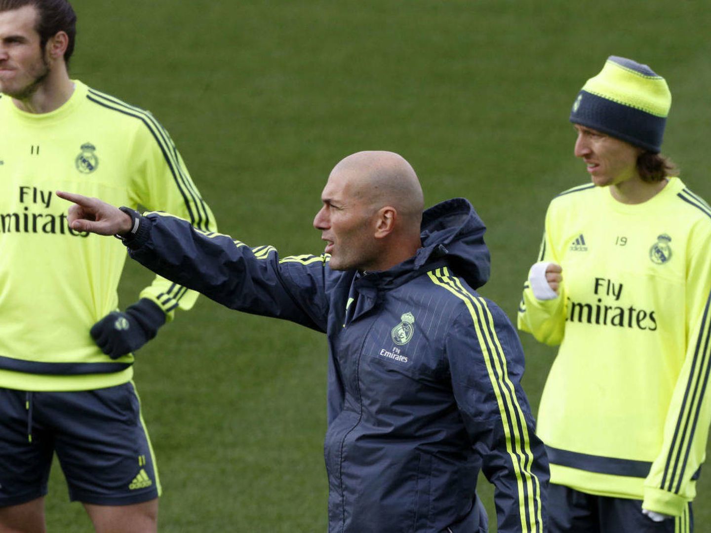 Zidane, durante el entrenamiento con el Real Madrid. (EFE)