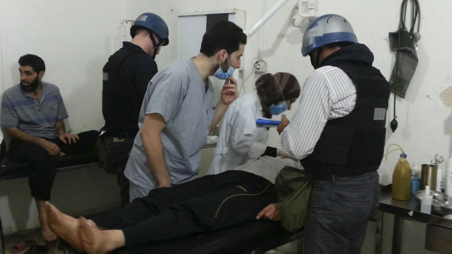 Inspectores de la ONU entrevistan a una víctima del ataque químico en las cercanías de Damasco (ONU).