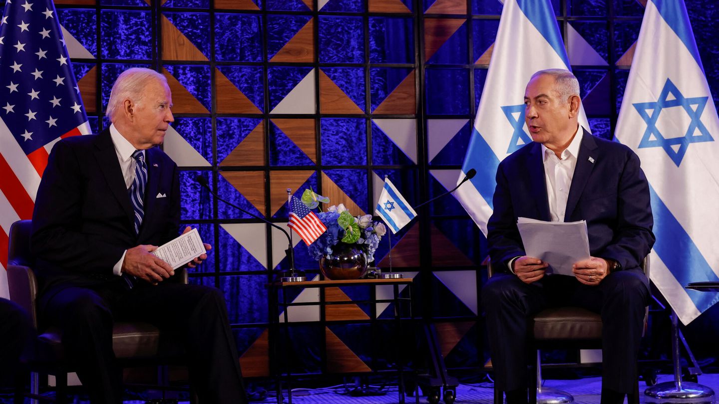 El presidente de Estados Unidos, Joe Biden, junto al primer ministro israelí, Benjamin Netanyahu. (Reuters/Evelyn Hockstein)