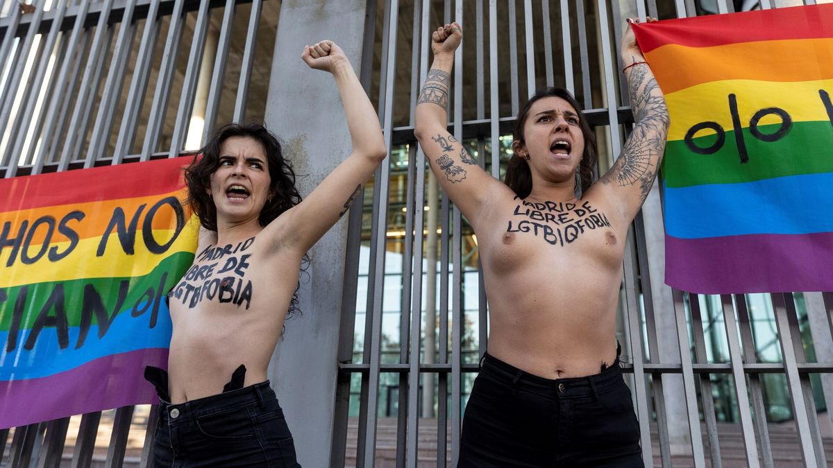 Femen protesta ante la Asamblea de Madrid contra la ley de igualdad de Vox