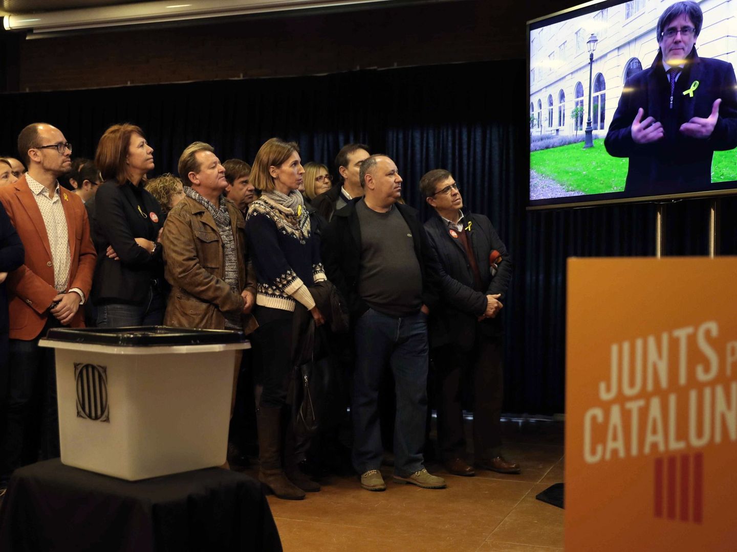 Intervención por videoconferencia desde Bruselas de Carles Puigdemont. (EFE)