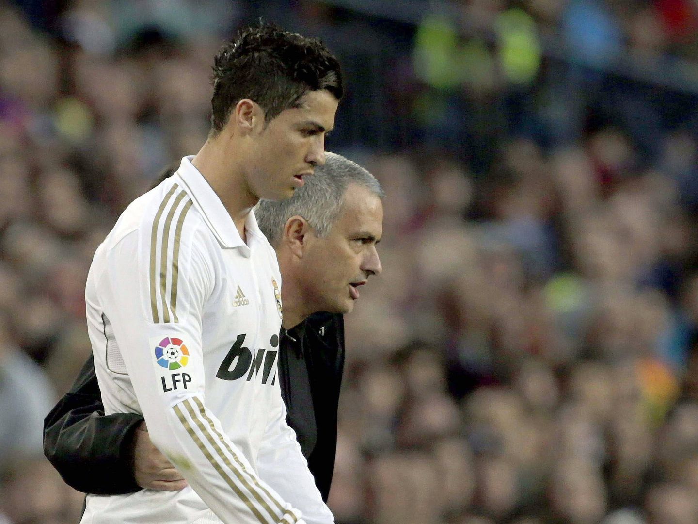 José Mourinho y Cristiano Ronaldo en un partido del Real Madrid. (EFE)
