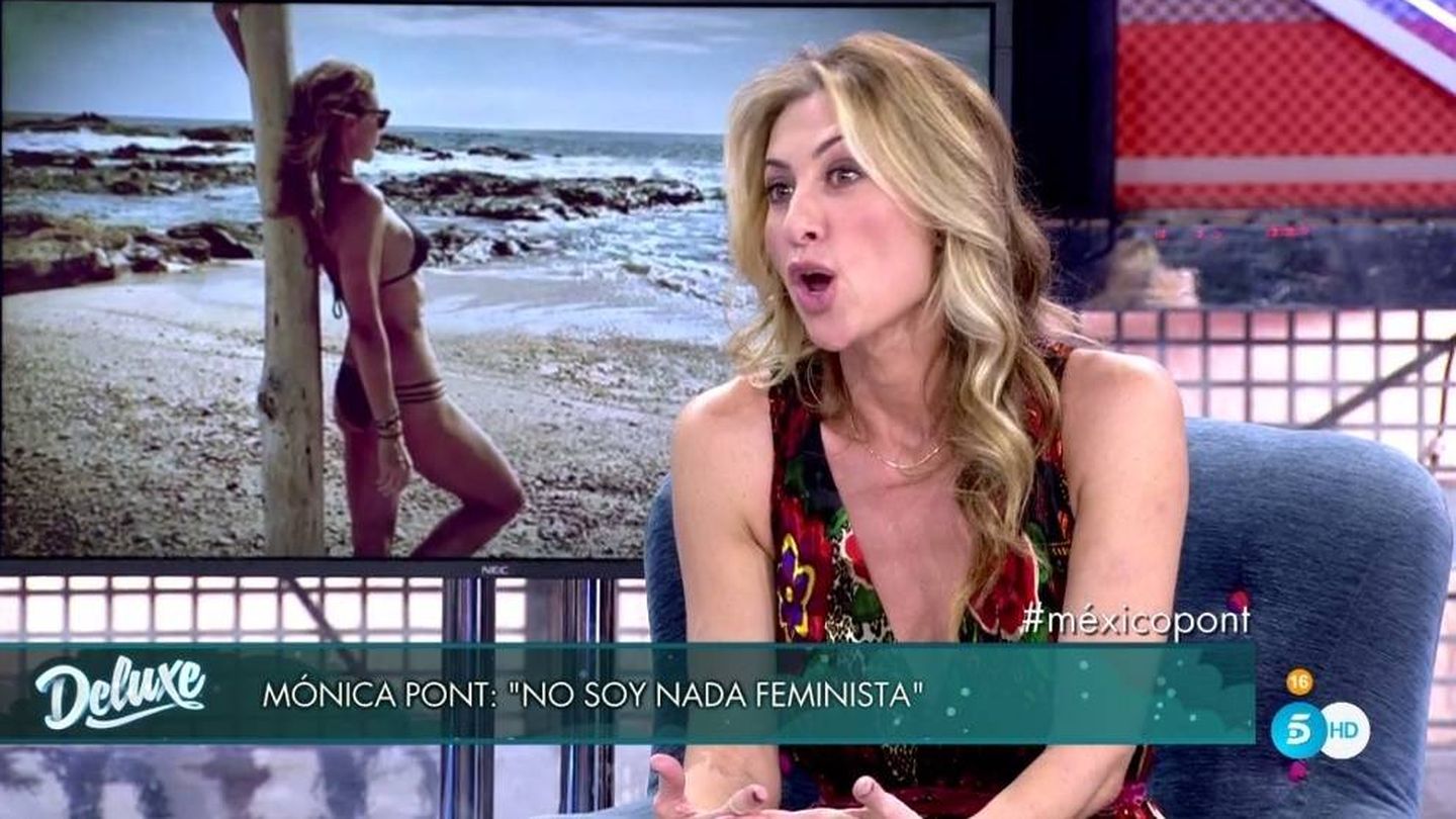 Mónica Pont hablando en el 'Deluxe'. (Telecinco).