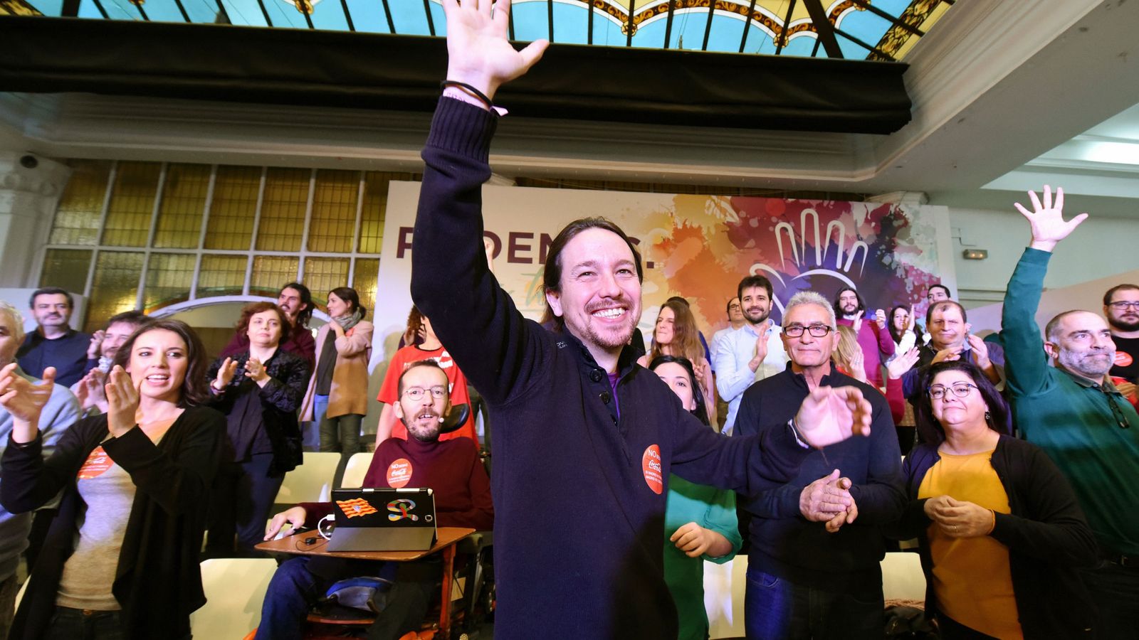 Foto: El secretario general de Podemos, Pablo Iglesias, durante el acto de presentación de su candidatura. (EFE)