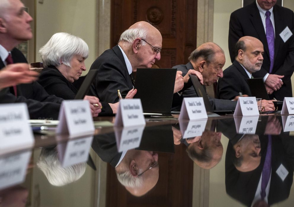 Foto: De izquierda a derecha, los cuatro últimos presidentes de la Fed: Janet Yellen, Paul Volcker, Alan Greenspan y Ben Bernanke