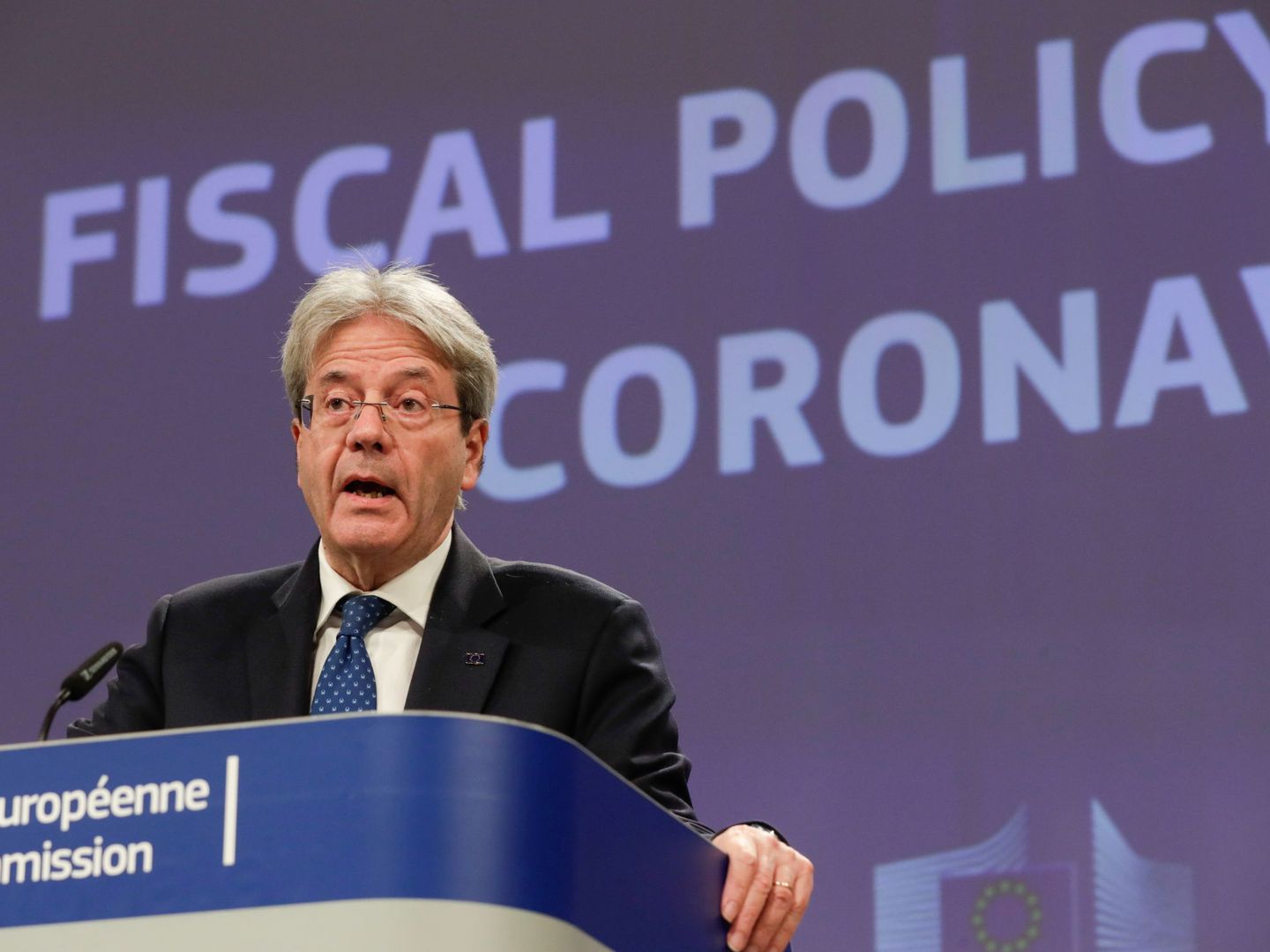 Paolo Gentiloni durante la rueda de prensa en la Comisión Europea. (Reuters)