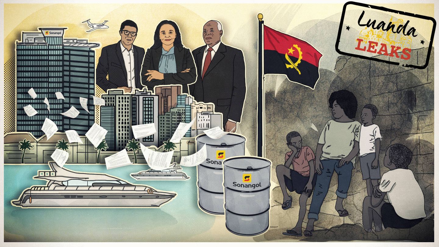Ilustración para Luanda Leaks de Marwen ben Mustapha - Inkyfada / ICIJ