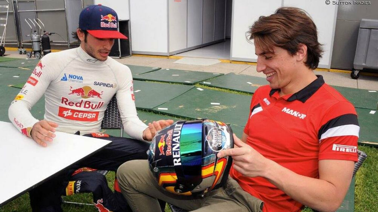 Desde que debutaran juntos en Fórmula 1, Carlos Sainz y Roberto Merhi guardan una buena amistad. (Twitter RM/Sutton)