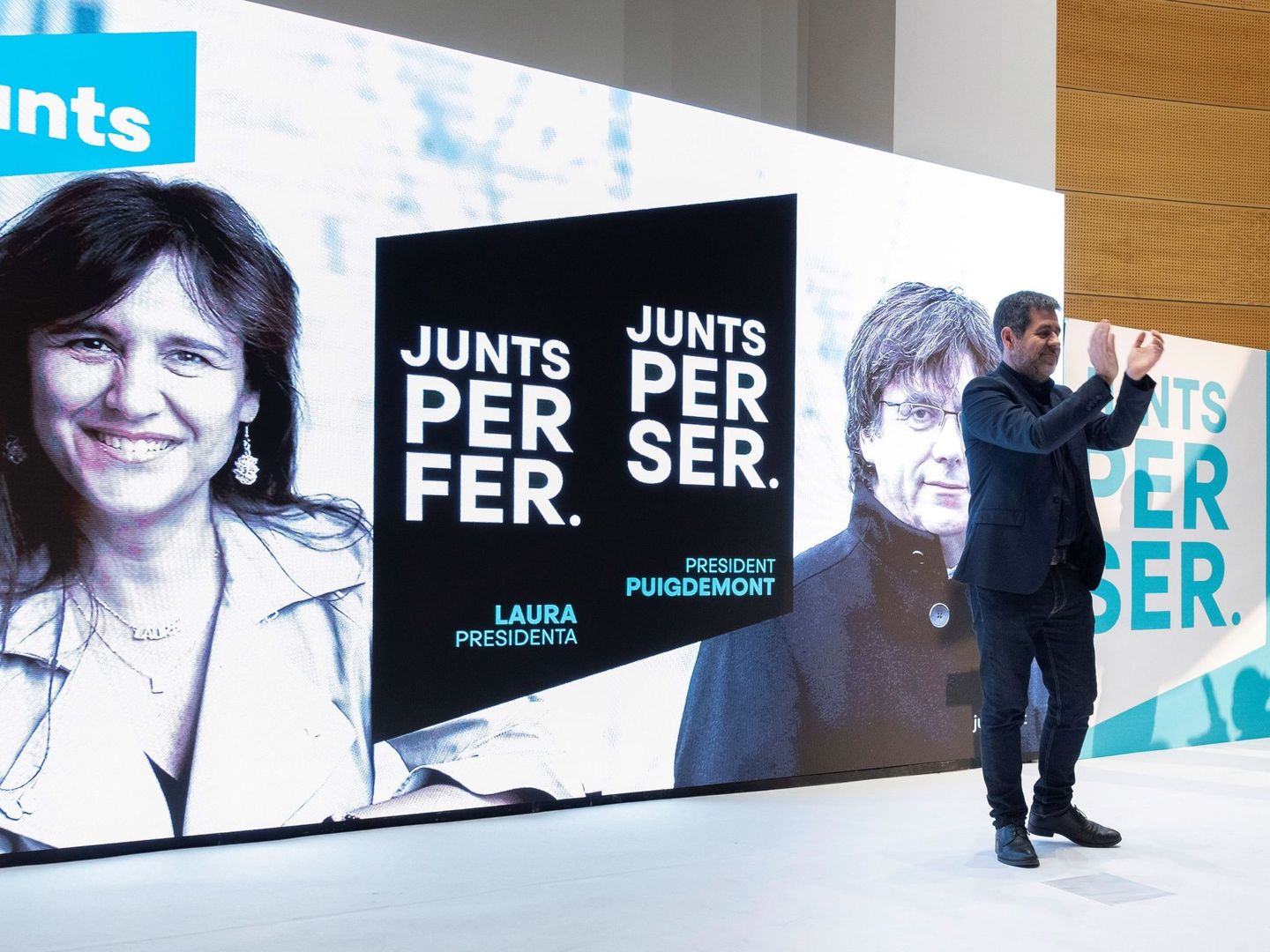 El secretario general de JxCAT, Jordi Sànchez, durante el acto de campaña electoral. (EFE)