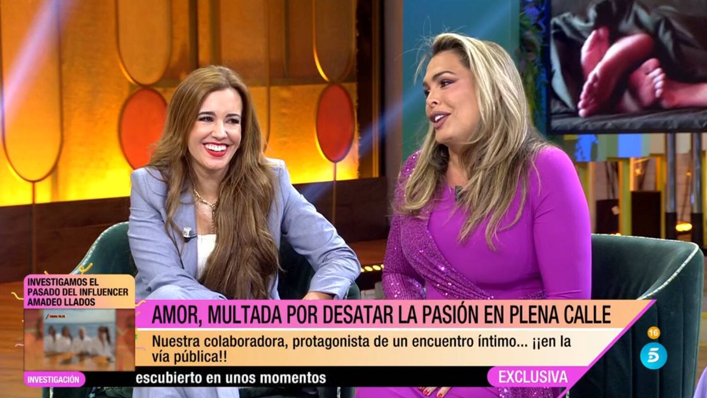 La psicóloga Lara Ferreiro y Amor Romeira en 'Fiesta'. (Mediaset)