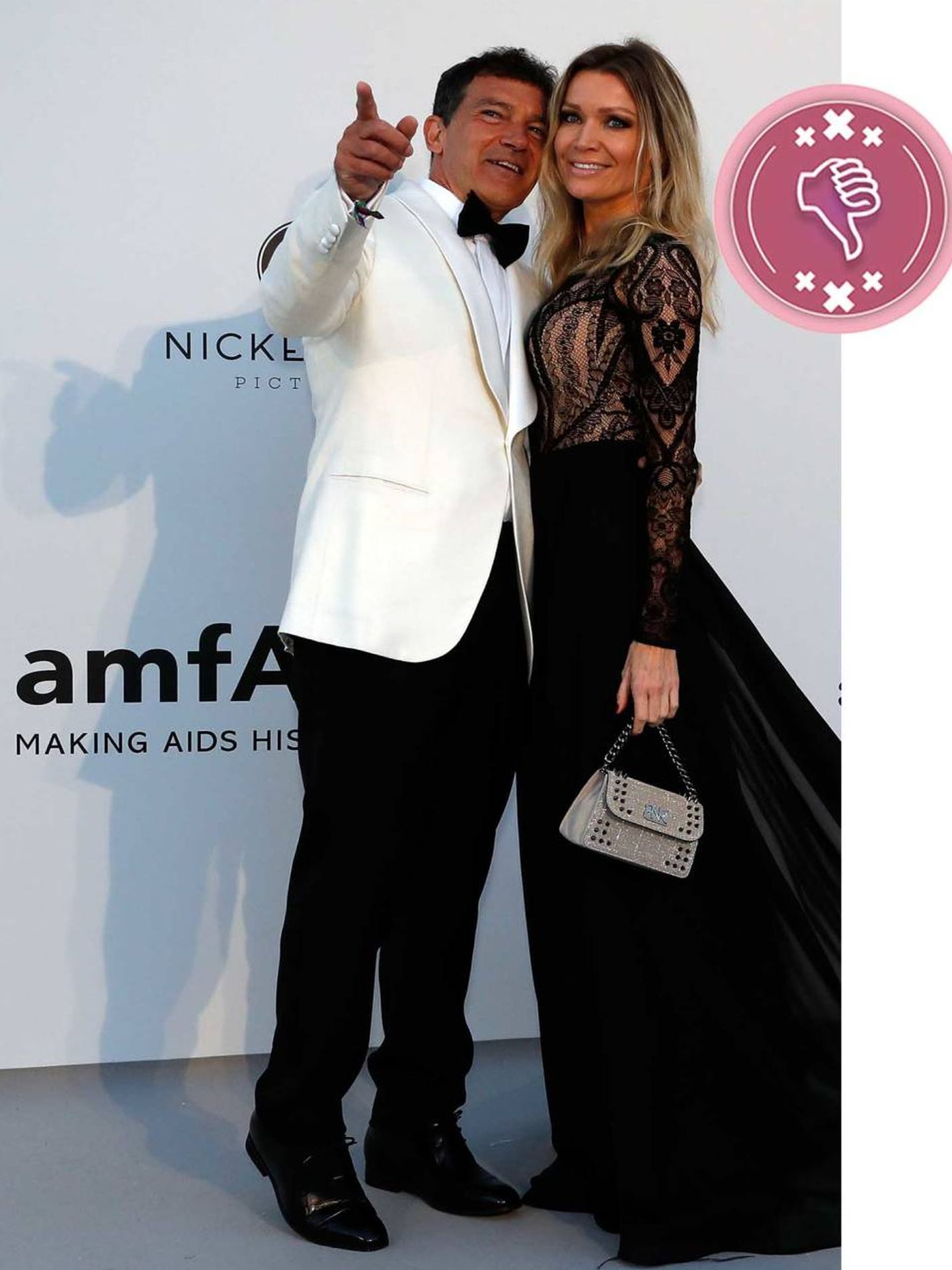 Antonio Banderas y Nicole Kimpel en la gala amfAR. (Reuters)