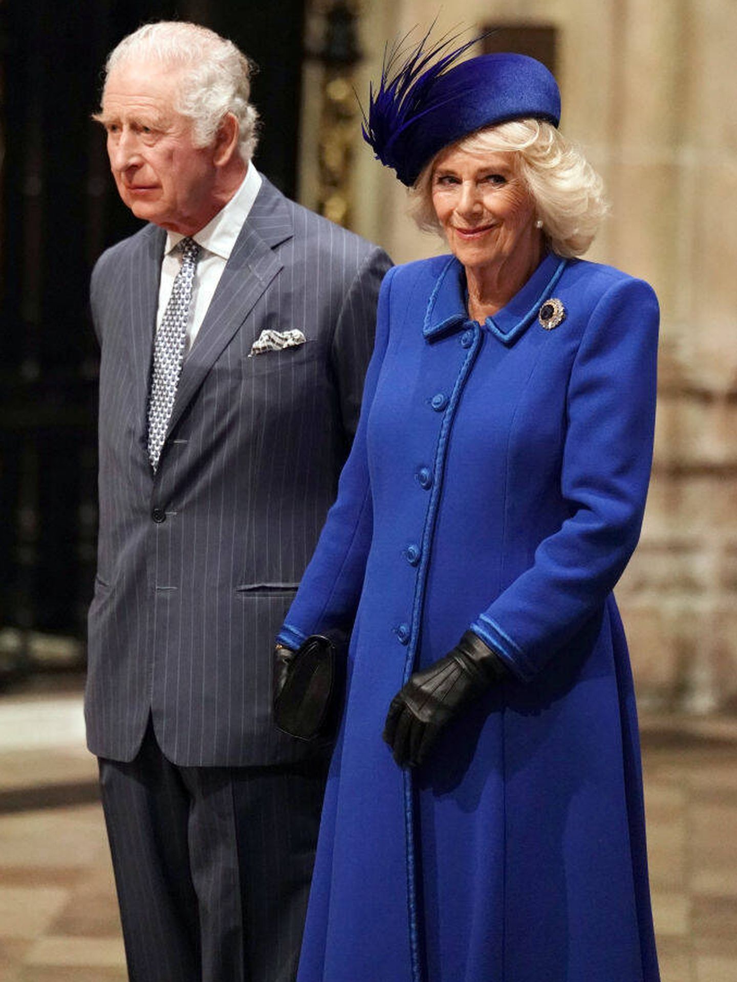 Camila Parker Bowles y Carlos III, en el servicio religioso por el día de la Commonwealth. (Getty Images)