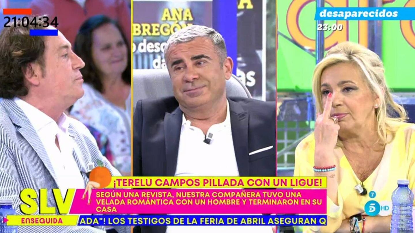 Pipi Estrada, Jorge Javier y Carmen Borrego en 'Sálvame'. (Mediaset)
