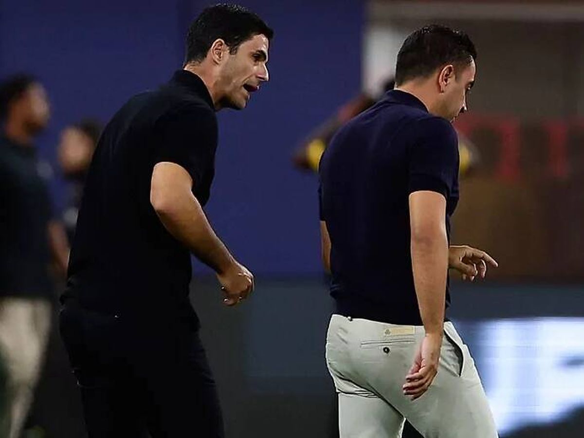 Foto: Arteta y Xavi, tras la disputa del Arsenal-Barcelona. (EFE/Chema Rey).